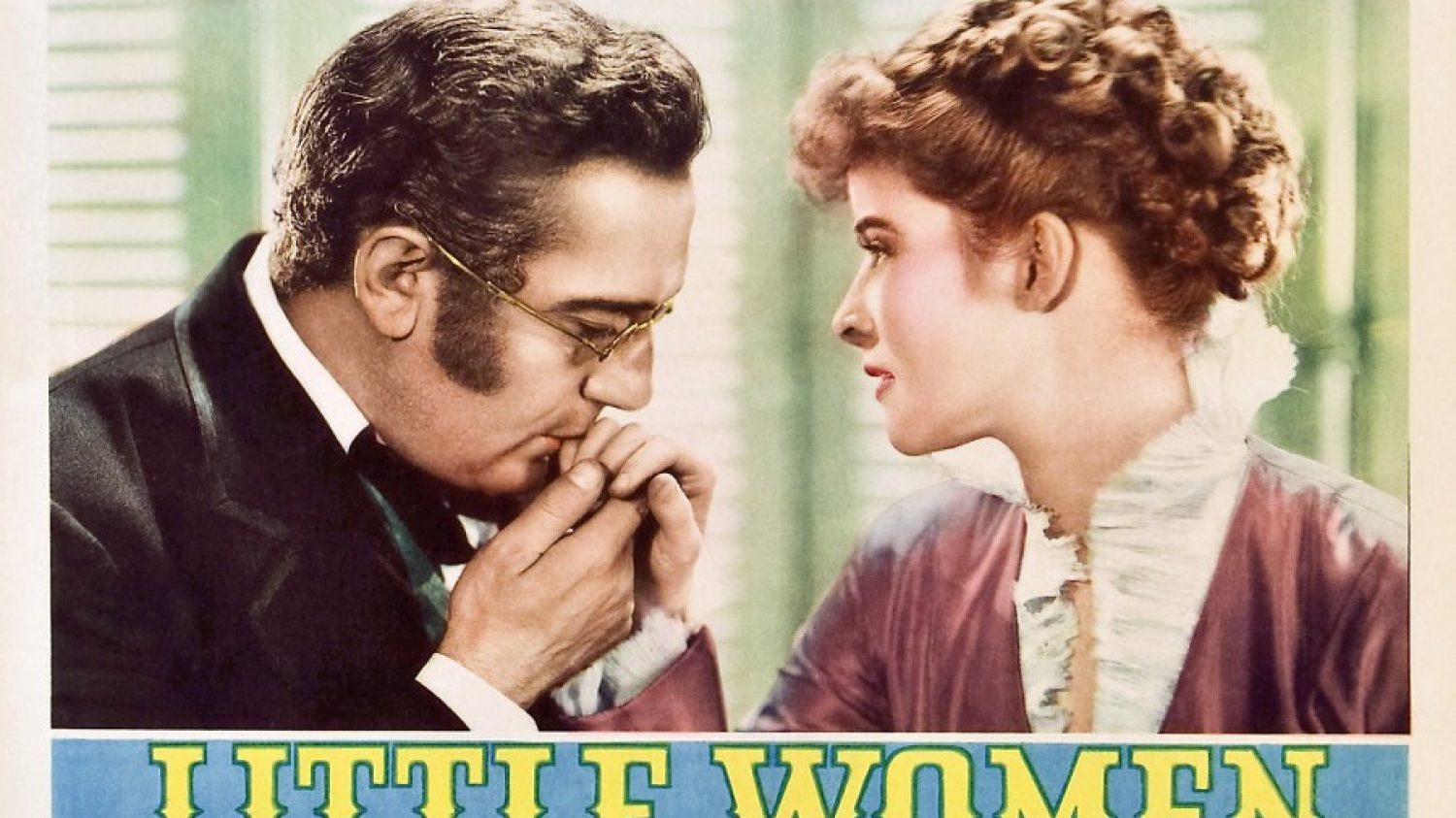 Lobby card from the 1933 film Little Women starring Paul Lukas and Katharine Hepburn.