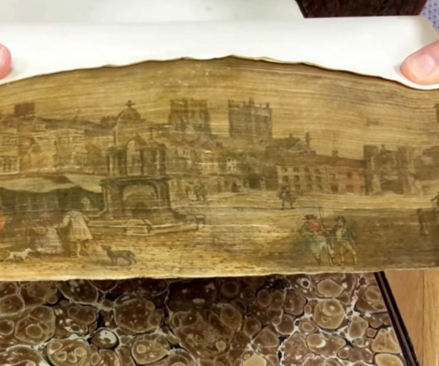 Book of Common Prayer with two fore-edged paintings.