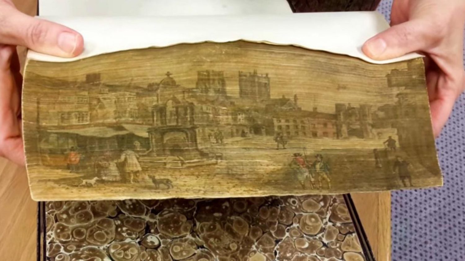 Book of Common Prayer with two fore-edged paintings.