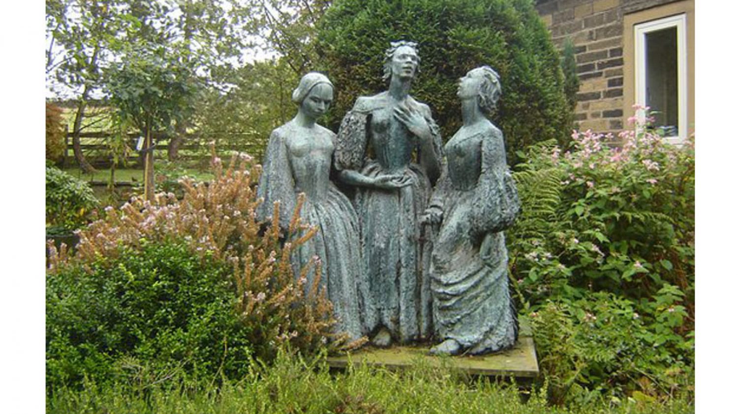 Bronte Sisters statue, Haworth Parsonage.