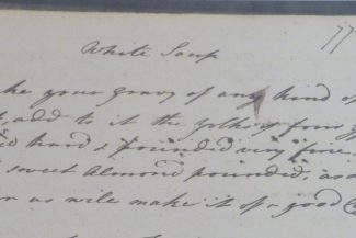 The White Soup recipe page from Martha Lloyd’s Household Book