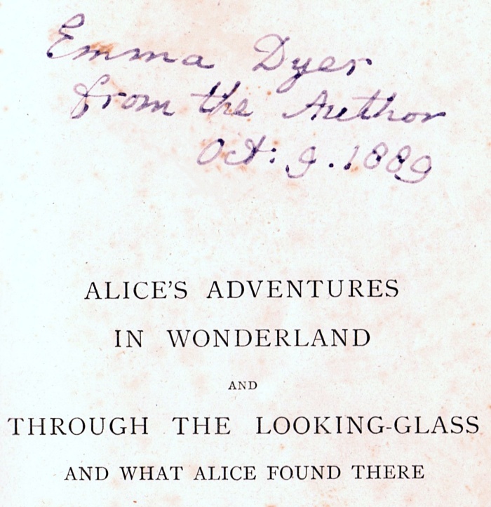 1887 edition of the Alice books, signed and dedicated by the author.