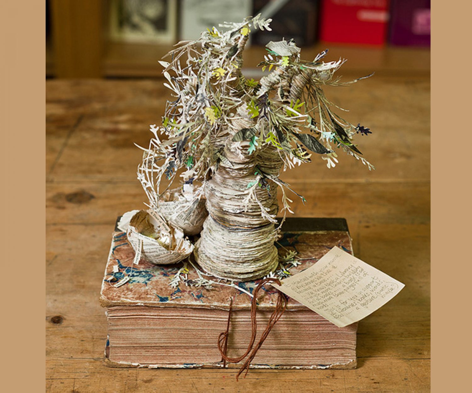 Scottish Poetry library's 'poetree', a tree crafted from books