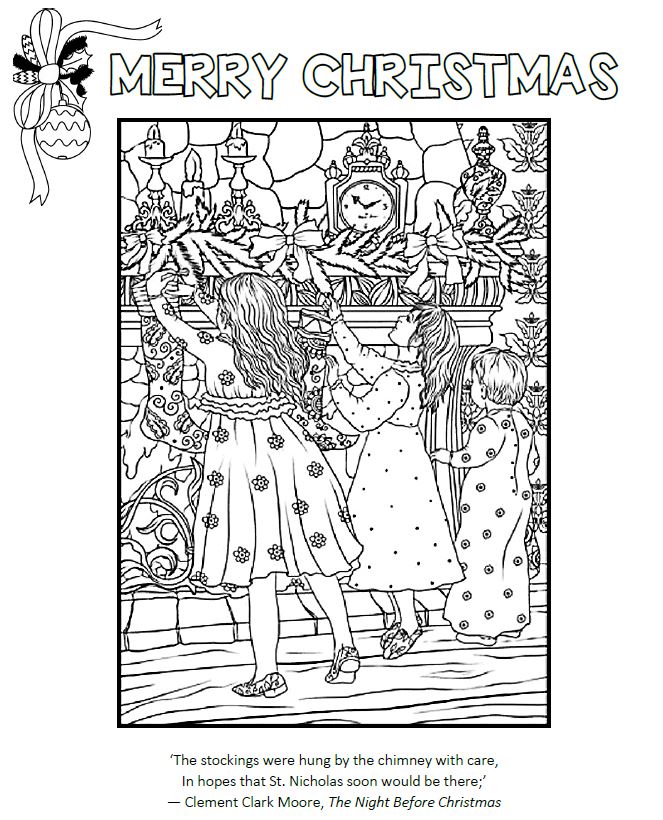 The Night Before Christmas Colouring Page