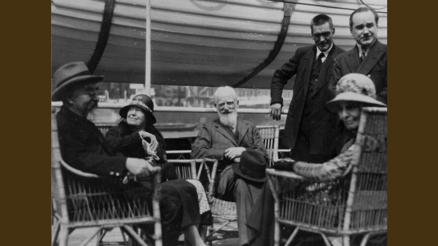 Charlotte and Bernard Shaw (centre) with Sidney Webb and Beatrice Webb (foreground)