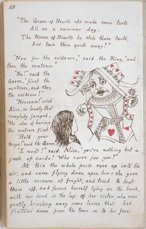 Page from the manuscript of Alice's Adventures Under Ground, 1864