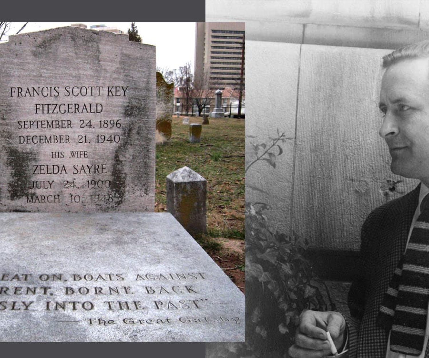 F Scott Fitzgerald 3 years before his death and this grave
