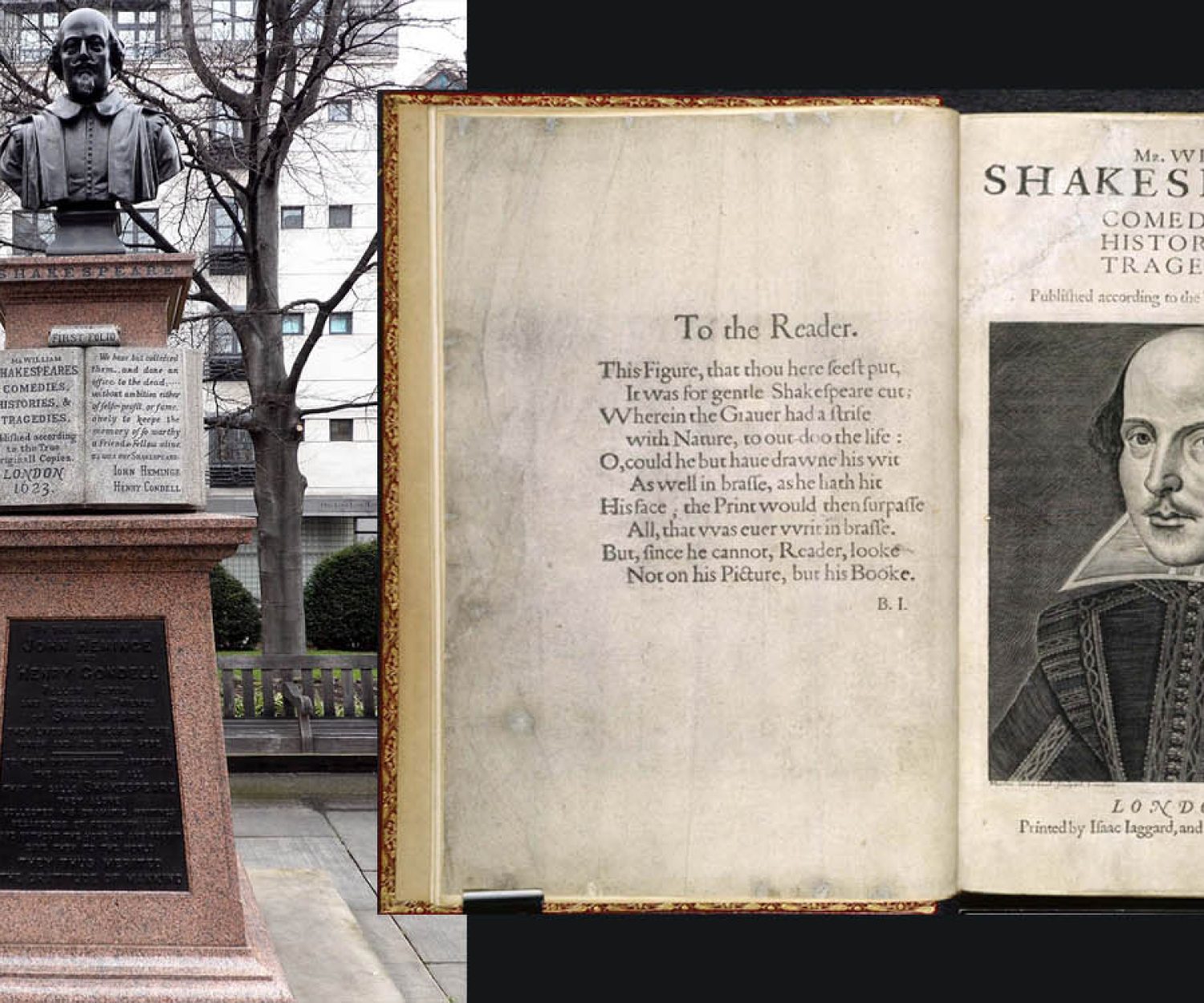 Shakespeare's First Folio & John Heminges and Henry Condell Memorial in London