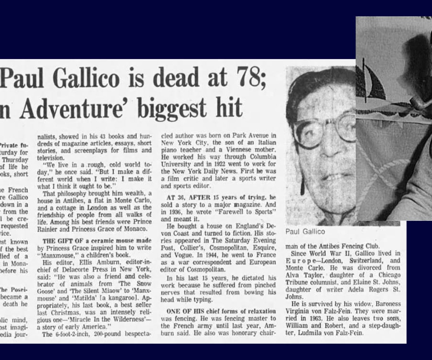Paul Gallico's death