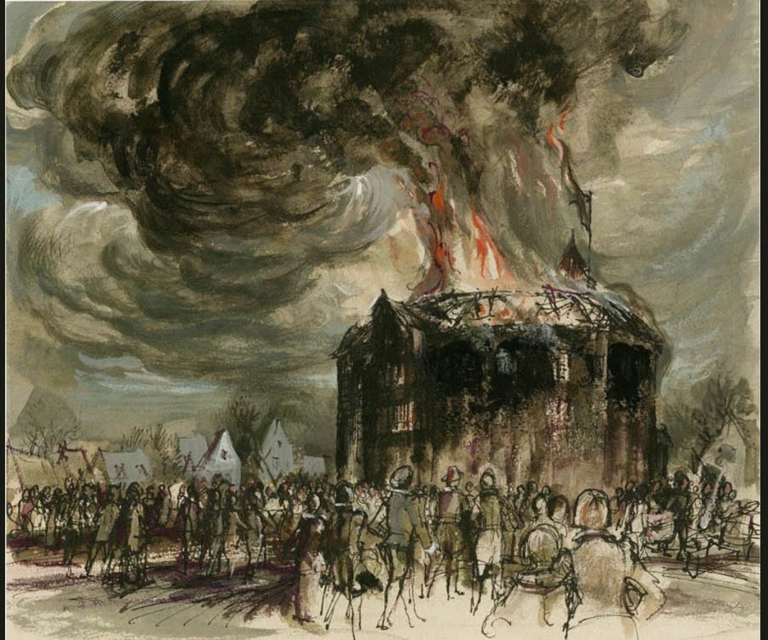 The Globe Theatre burns down