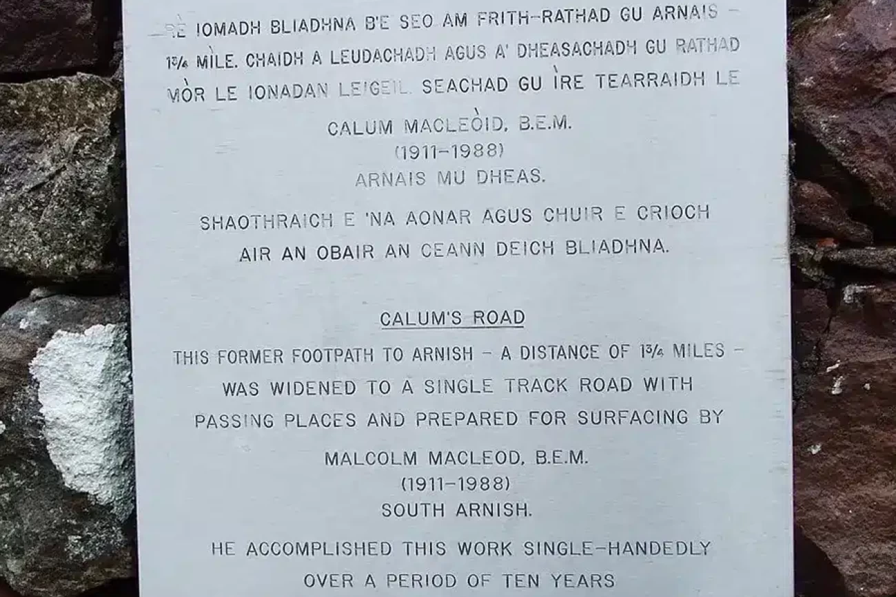 Plaque on Calum's Cairn