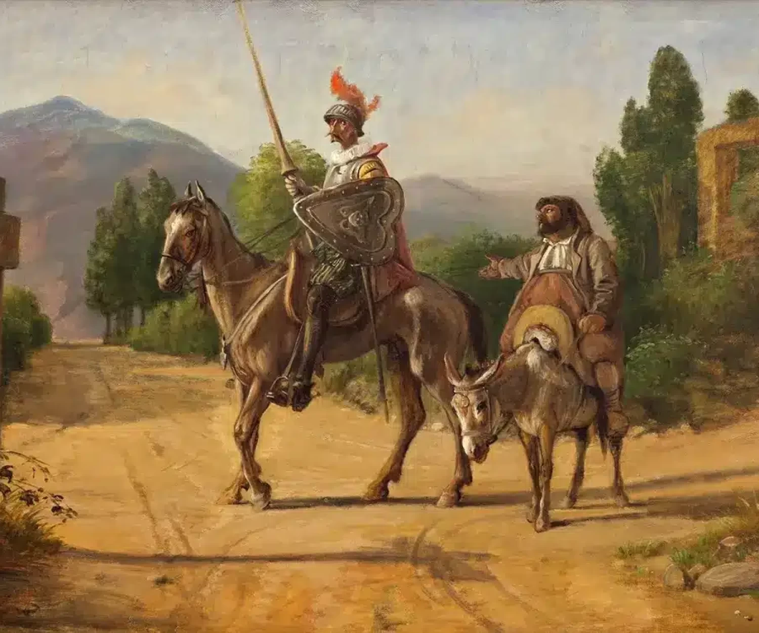 Don Quixote and Sancho Panza at a Crossroad