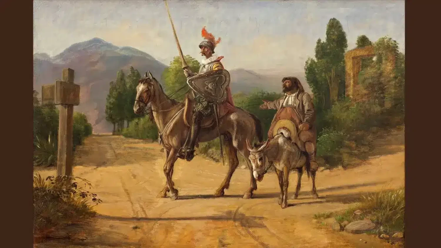 Don Quixote and Sancho Panza at a Crossroad