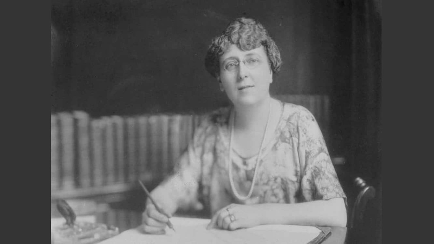 L.M.Montgomery at her desk