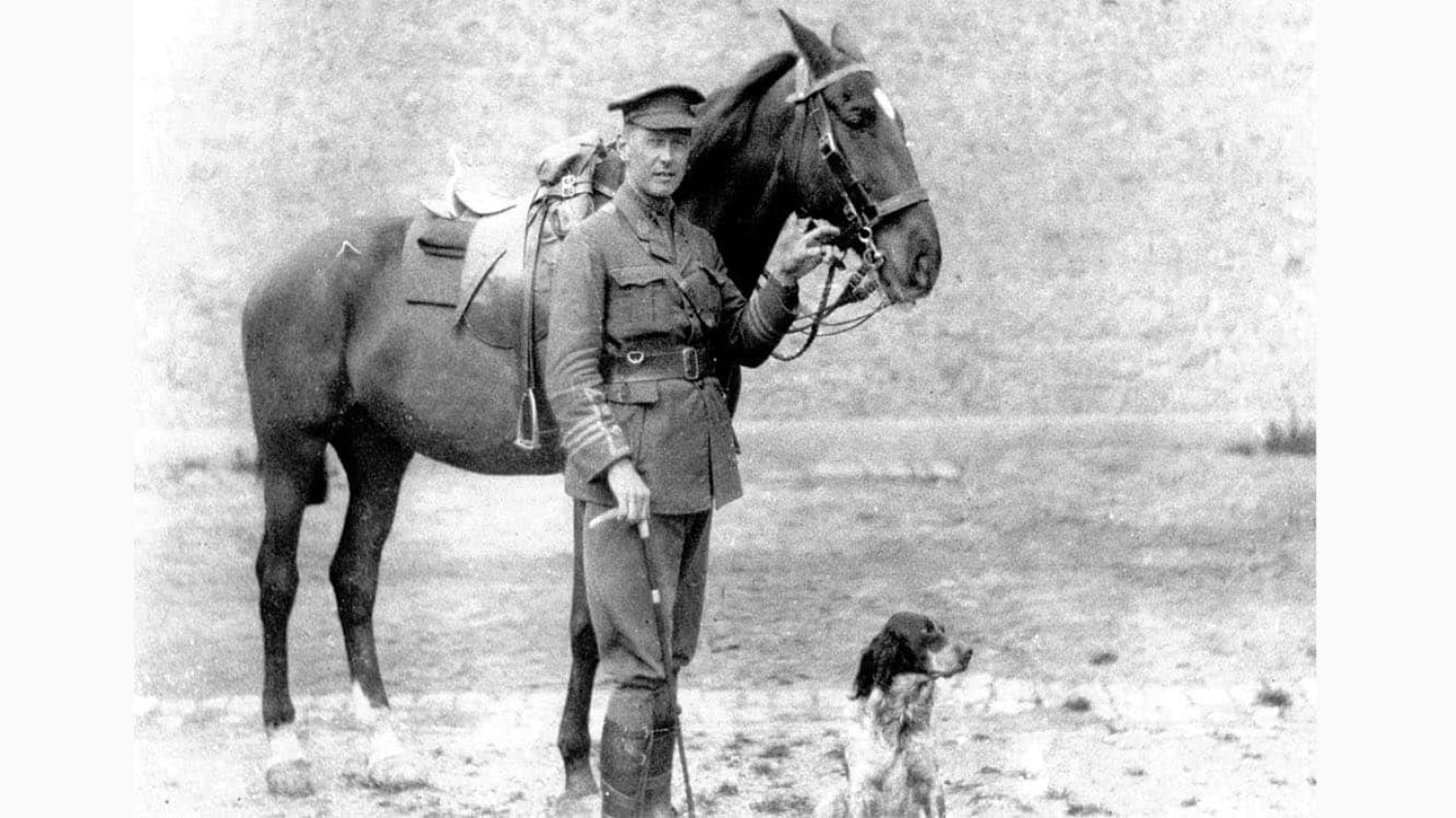 Dr John McCrae with Bonfire, and his dog Bonneau