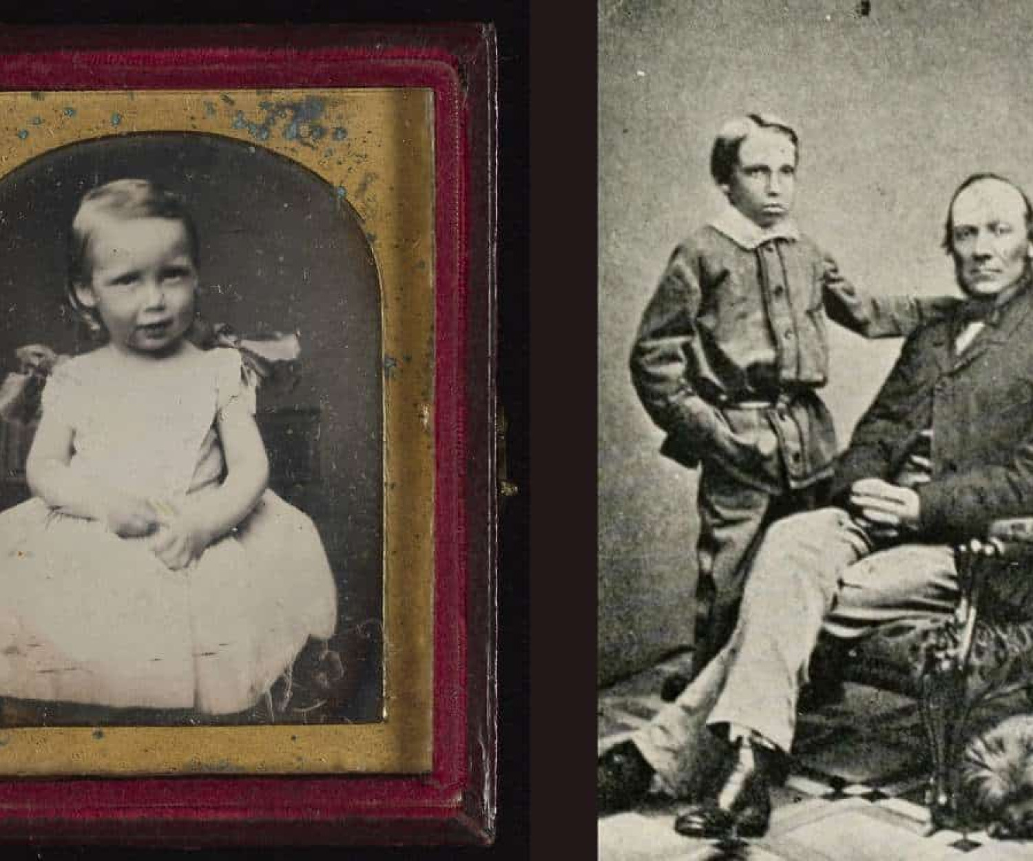 Robert Louis Stevenson as a young child, and at age 10, with his father