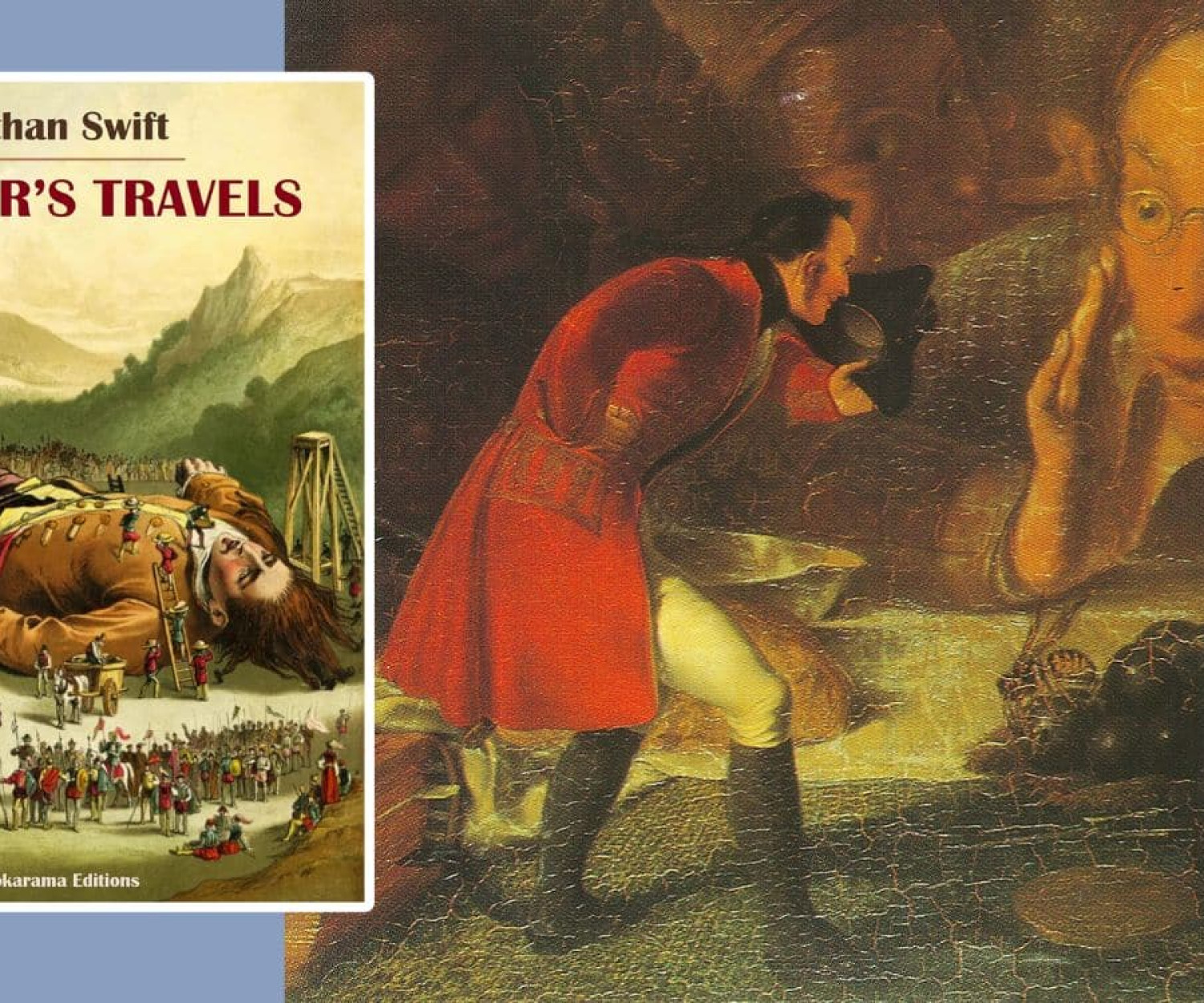 Gulliver exhibited to the Brobdingnag Farmer in a painting by Richard Redgrave, 1836