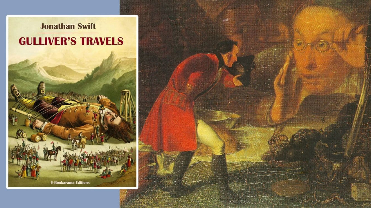 Gulliver exhibited to the Brobdingnag Farmer in a painting by Richard Redgrave, 1836